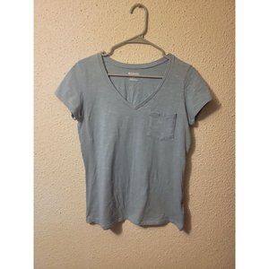 Columbia T-Shirt Womens M Medium Blue V-Neck 3/4 Sleeves Fishing Outdoor Tee